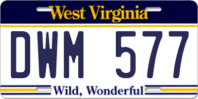 WV license plate DWM577