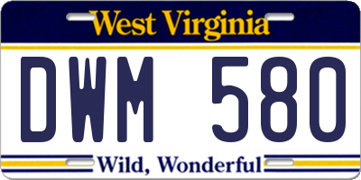 WV license plate DWM580