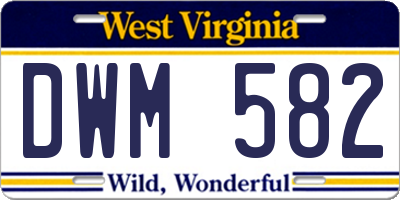 WV license plate DWM582