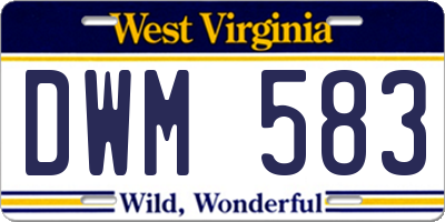 WV license plate DWM583