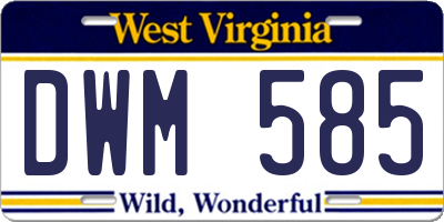 WV license plate DWM585