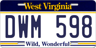 WV license plate DWM598