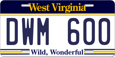 WV license plate DWM600