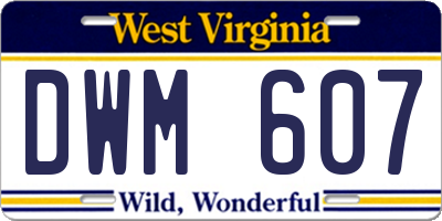 WV license plate DWM607