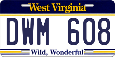 WV license plate DWM608