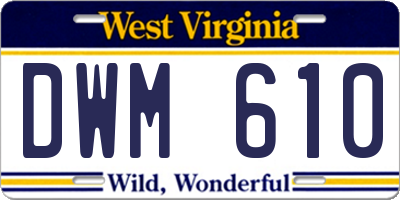 WV license plate DWM610