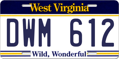 WV license plate DWM612