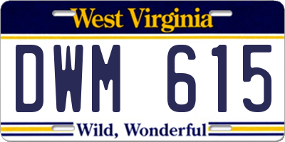 WV license plate DWM615