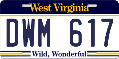 WV license plate DWM617