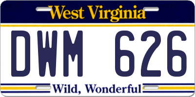WV license plate DWM626