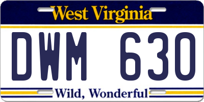 WV license plate DWM630