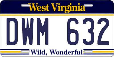 WV license plate DWM632