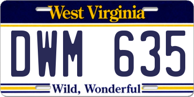 WV license plate DWM635