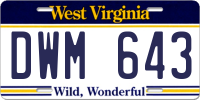 WV license plate DWM643