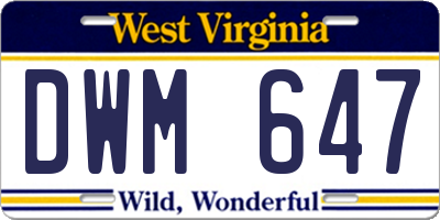 WV license plate DWM647