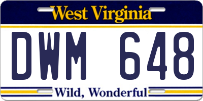 WV license plate DWM648