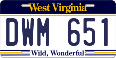 WV license plate DWM651