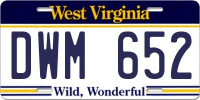 WV license plate DWM652