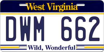 WV license plate DWM662