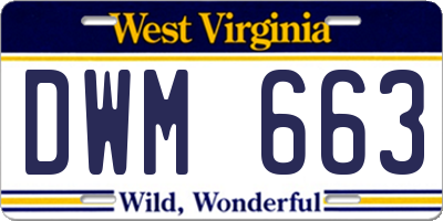 WV license plate DWM663