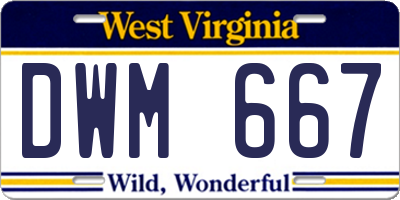 WV license plate DWM667