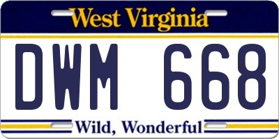 WV license plate DWM668
