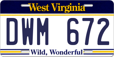 WV license plate DWM672