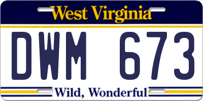 WV license plate DWM673