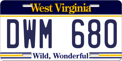 WV license plate DWM680