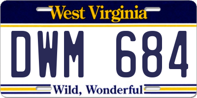 WV license plate DWM684