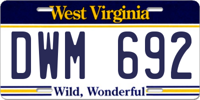 WV license plate DWM692
