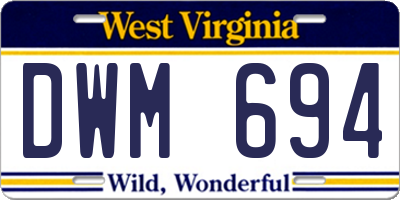 WV license plate DWM694