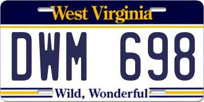 WV license plate DWM698