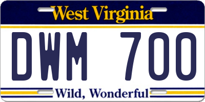 WV license plate DWM700