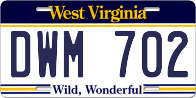 WV license plate DWM702