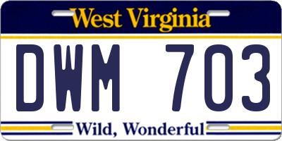 WV license plate DWM703