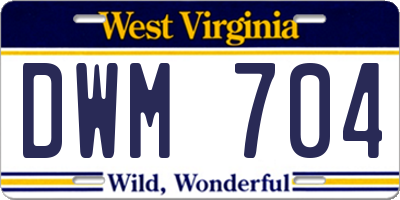 WV license plate DWM704
