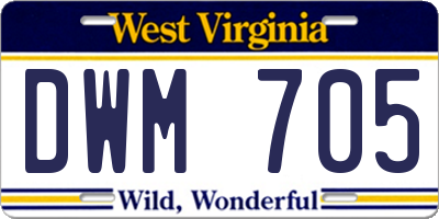 WV license plate DWM705
