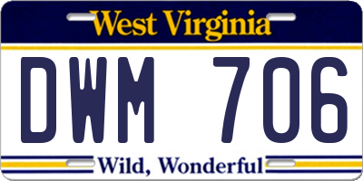WV license plate DWM706