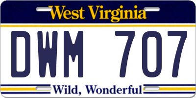 WV license plate DWM707