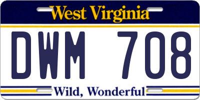 WV license plate DWM708