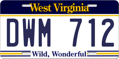 WV license plate DWM712