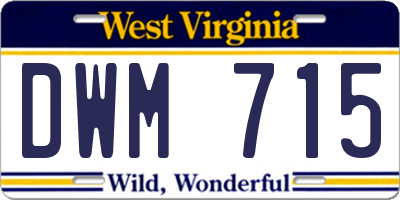 WV license plate DWM715