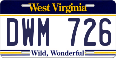 WV license plate DWM726