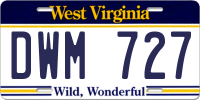 WV license plate DWM727
