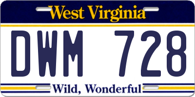 WV license plate DWM728