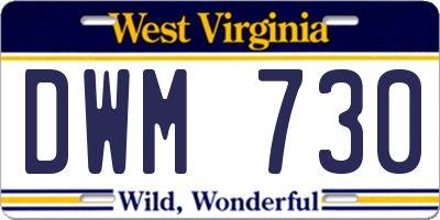 WV license plate DWM730
