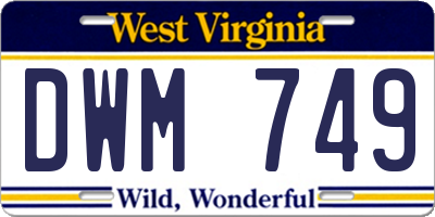 WV license plate DWM749