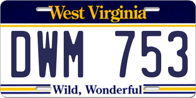 WV license plate DWM753