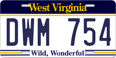 WV license plate DWM754
